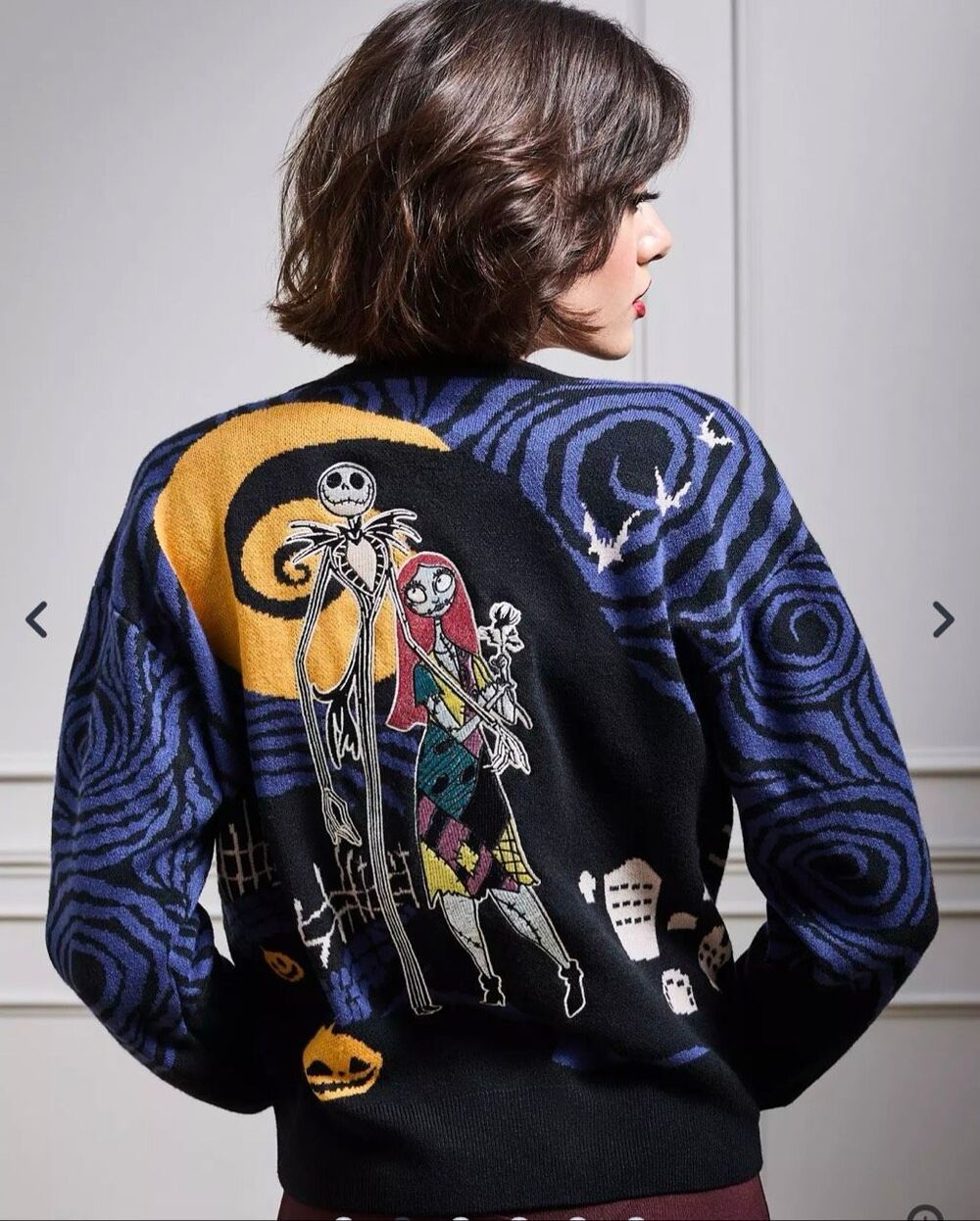 Disney The Nightmare Before Christmas Jack & Sally Spiral Hill Cardigan Size Med